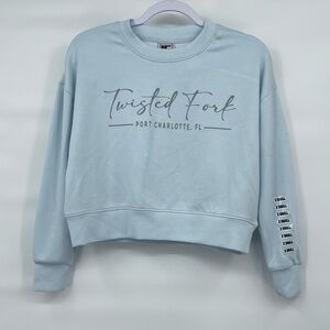 Liquid Energy NWT Twisted Fork light blue crop sweatshirt